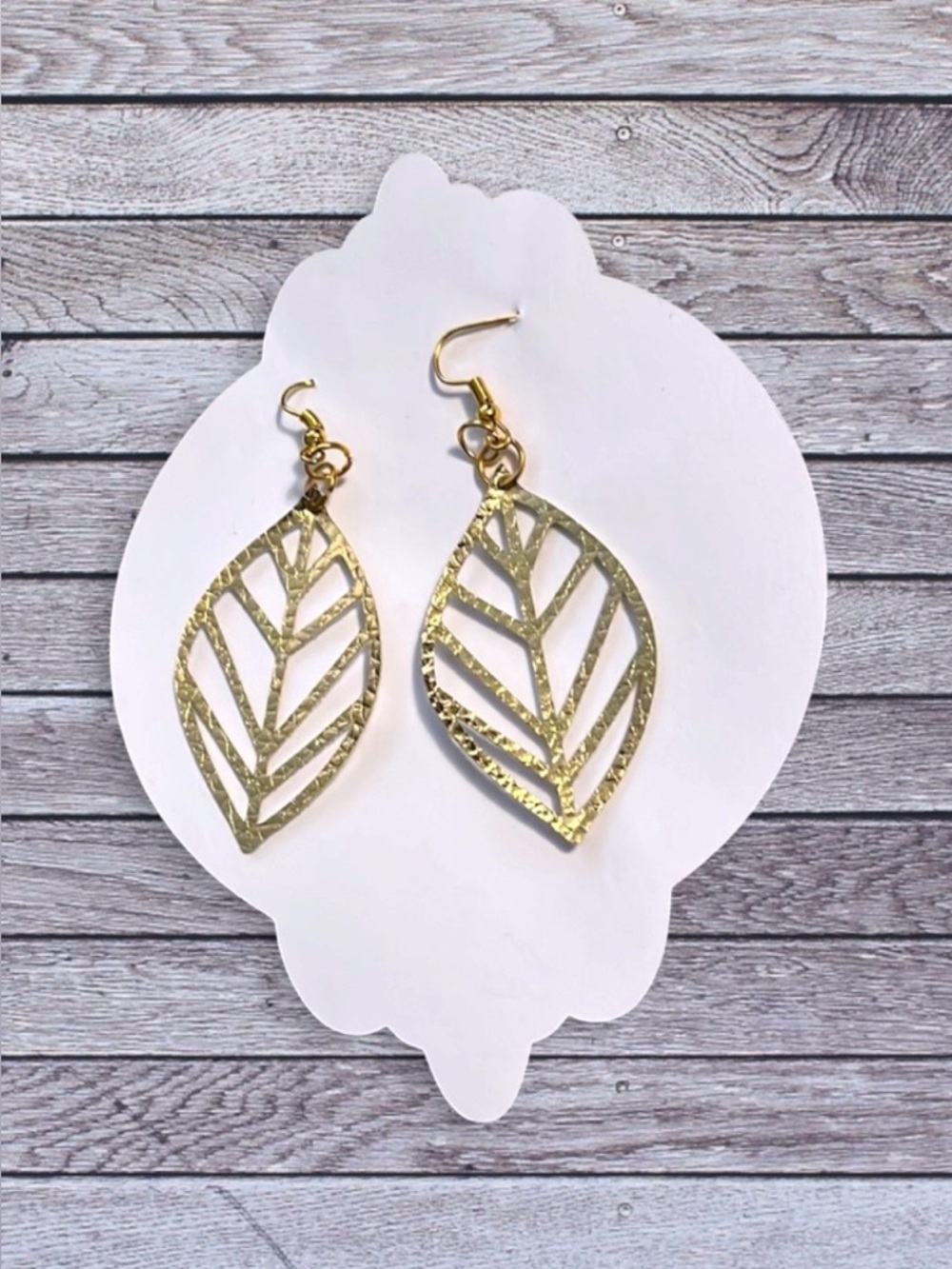 NEW gold Faux leather earrings